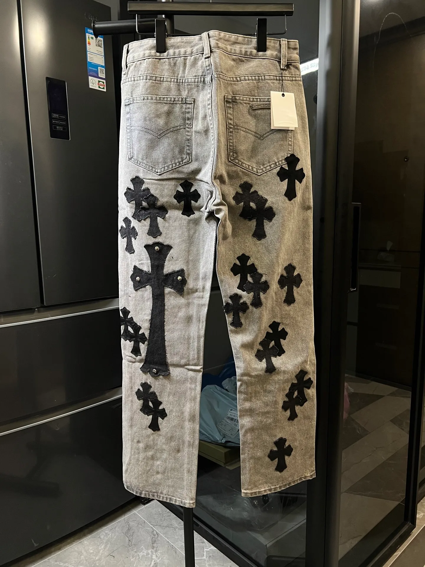P270 [Special Version] Chrome Hearts/Chrome Heart 25Ss CH Large Cross Limited Blue Ox King Jeans (Gray) Size: 28 30 32 34 36 (corresponding to s-xxl) Detailed sizes can be found in Figure 9